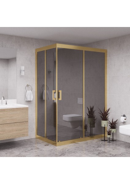 Gold Diora 6mm Reflekte Cam Dikdörgen Duşakabin