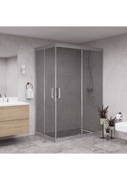 Silver Diora 6mm Füme Cam Dikdörtgen Duşakabin