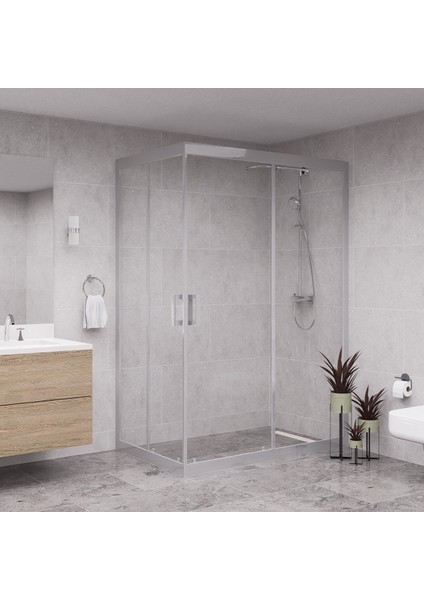 Silver Diora 6mm Şeffaf Cam Dikdörtgen Duşakabin