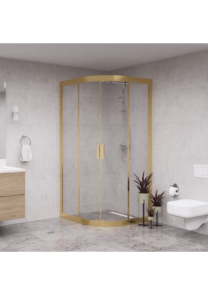 Gold Luna 6mm Şeffaf Cam Oval Duşakabin