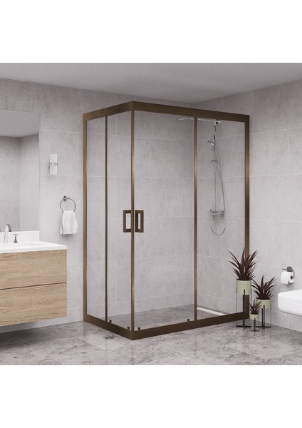 Bronze Diora 6mm Şeffaf Cam Dikdörgen Duşakabin.