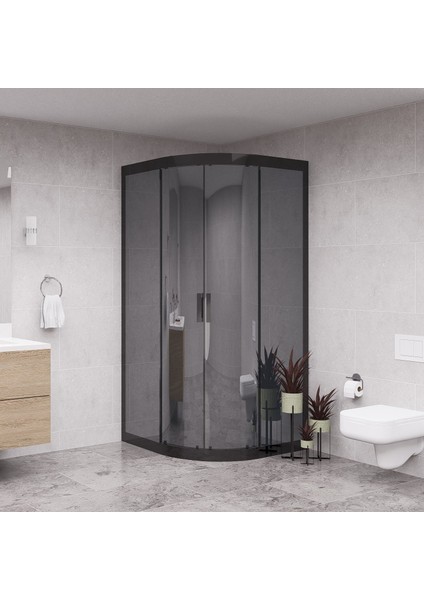 Black Luna 6mm Reflekte Cam Oval Duşakabin