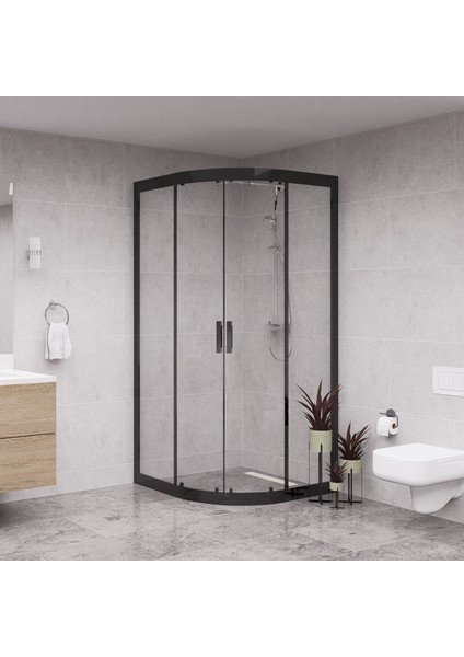 Black Luna 6mm Şeffaf Cam Oval Duşakabin