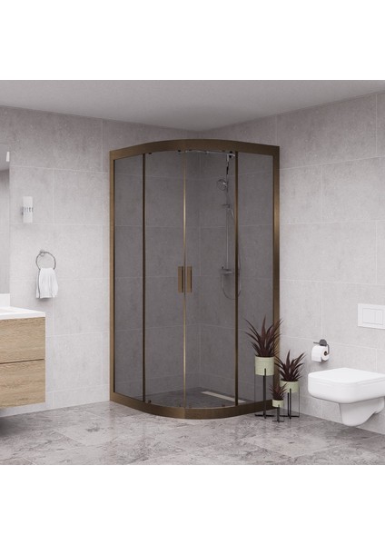 Bronze Luna 6mm Füme Cam Oval Duşakabin