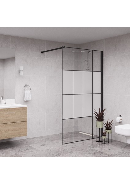 Black Septo 6mm Yarım Kumlama Karolaj Cam Seperatör Duşakabin