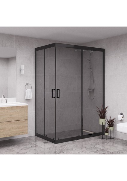 Black Diora 6mm Füme Cam Dikdörtgen Duşakabin