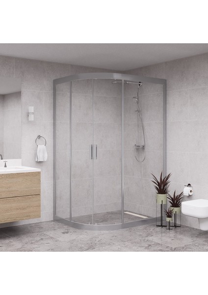 Silver Solis 6mm Şeffaf Cam Asimetrik Oval Duşakabin