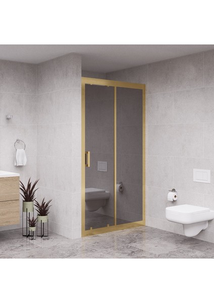 Gold Nexa 6mm Reflekte Cam 1 Sabit 1 Sürgü Iki Duvar Arası Duşakabin