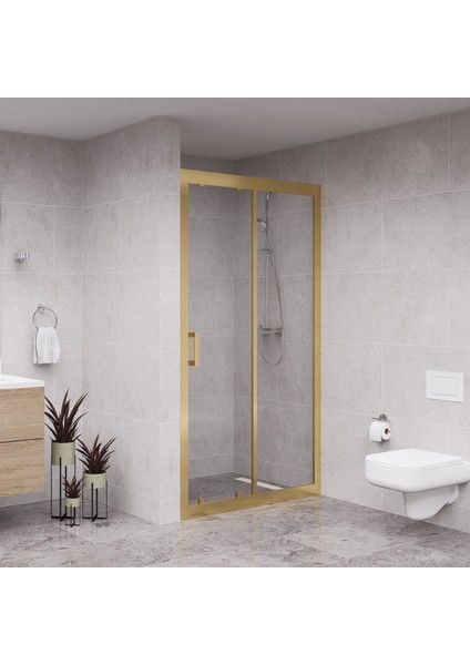 Gold Nexa 6mm Şeffaf Cam 1 Sabit 1 Sürgü Iki Duvar Arası Duşakabin
