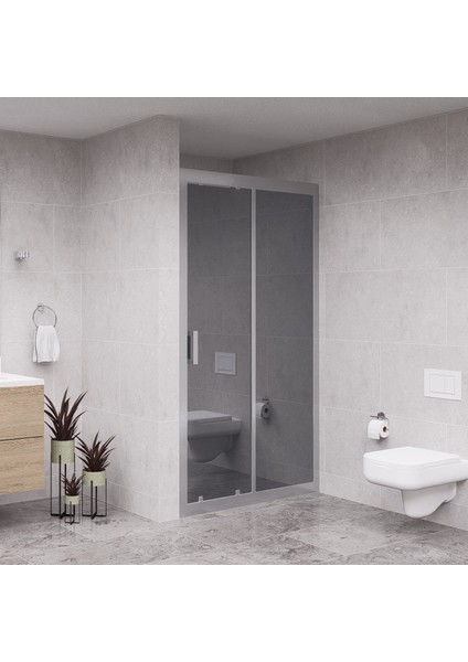 Silver Nexa 6mm Reflekte Cam 1 Sabit 1 Sürgü Iki Duvar Arası Duşakabin