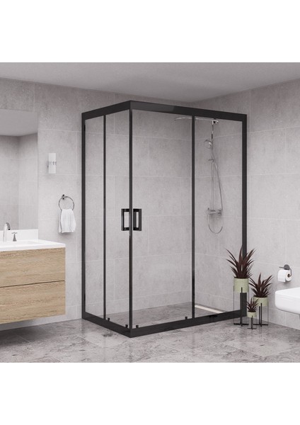 Black Diora 6mm Şeffaf Dikdörtgen Duşakabin