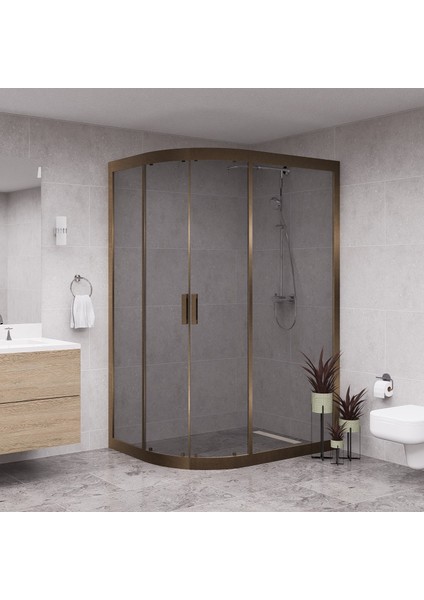 Bronze Solis 6mm Füme Cam Asimetrik Oval Duşakabin