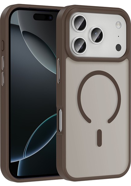 iPhone 17 Pro Max Kılıf M-Safe Şarj Özellikli Mat Arka Yüzey Inc Sio Kapak - Desert Titanyum