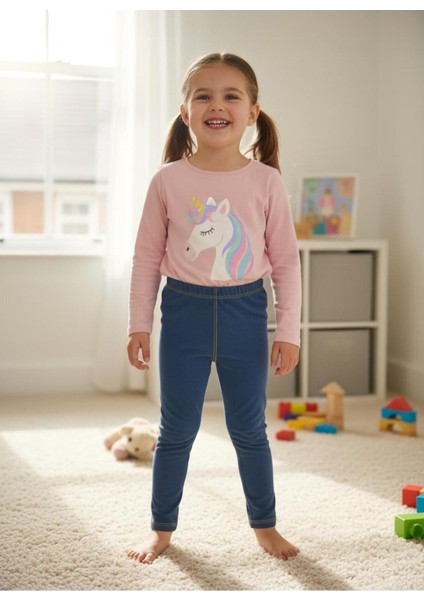 Kot Görünümlü Dikiş Detaylı Çocuk Örme Tayt