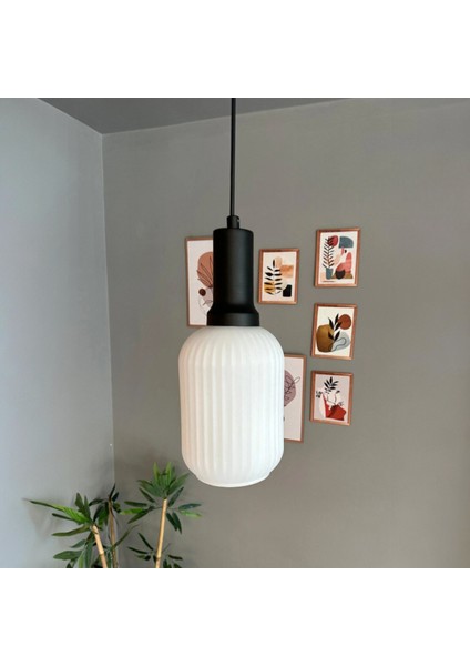 Wingmn Beyaz Cam Tekli Avize Siyah Fener Başlık Retro Sarkıt Lamba Restoran Salon Aydınlatma fiyatları