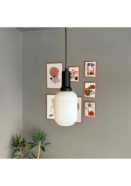 Wingmn Beyaz Cam Tekli Avize Siyah Fener Başlık Retro Sarkıt Lamba Restoran Salon Aydınlatma fırsatları