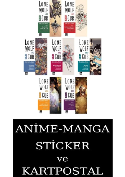 Lone Wolf And Cub 8-9-10-11-12-13-14 Manga Seti (7 Kitap) / Yalnız Kurt ve Yavrusu / Anime-Manga Sticker ve Kartpostal Hediye