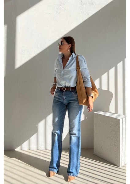 Mavi Kahve Kemerli Jean fırsatları