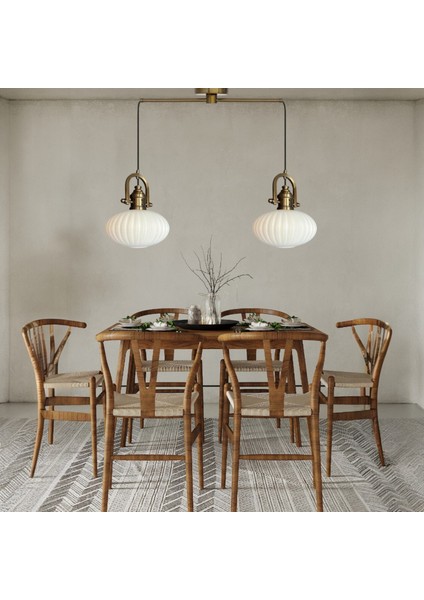 Elegant Cam Beyaz Ikili Metal Çubuk Avize Delikli Eskitme Başlık Sarkıt Lamba Salon Aydınlatma