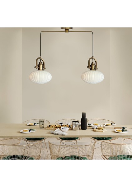 Elegant Cam Beyaz Ikili Metal Çubuk Avize Delikli Eskitme Başlık Sarkıt Lamba Salon Aydınlatma modelleri