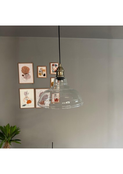 Vishi Cam Şeffaf Tekli Avize Lale Başlık Retro Sarkıt Lamba Restoran Salon Aydınlatma fiyatları