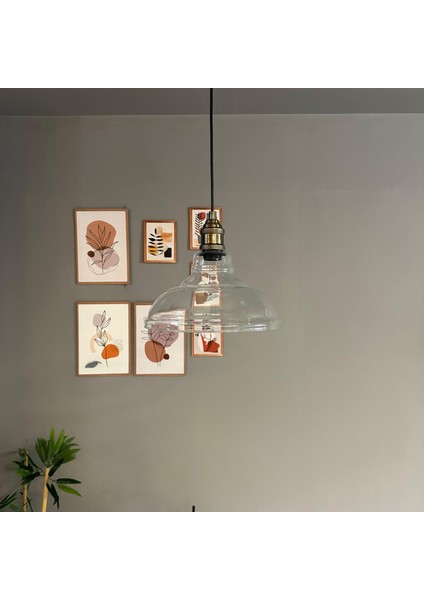 Vishi Cam Şeffaf Tekli Avize Lale Başlık Retro Sarkıt Lamba Restoran Salon Aydınlatma indirimleri