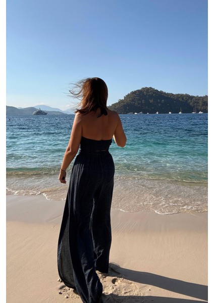 Lacivert Desenli Pantolon Bluz Takım modelleri