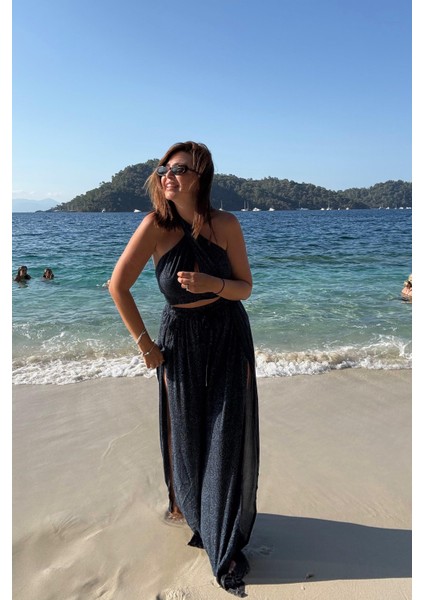 Lacivert Desenli Pantolon Bluz Takım