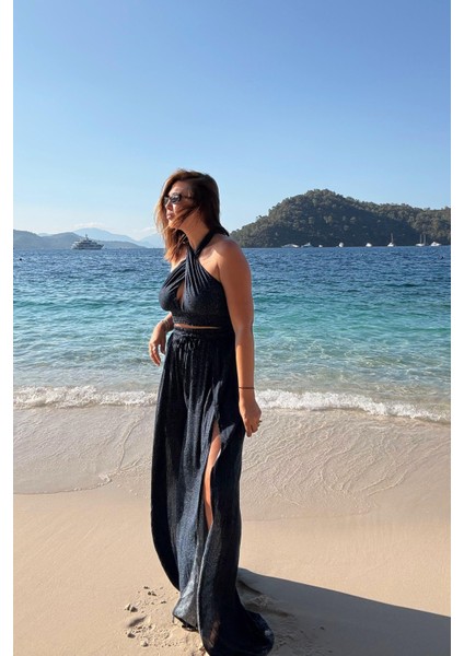 Lacivert Desenli Pantolon Bluz Takım