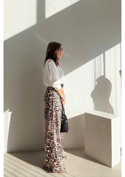 Leopar Desenli Palazzo Pantolon