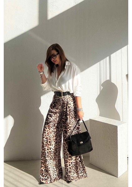 Leopar Desenli Palazzo Pantolon modelleri