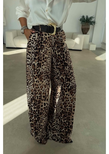 Leopar Desenli Palazzo Pantolon indirimleri
