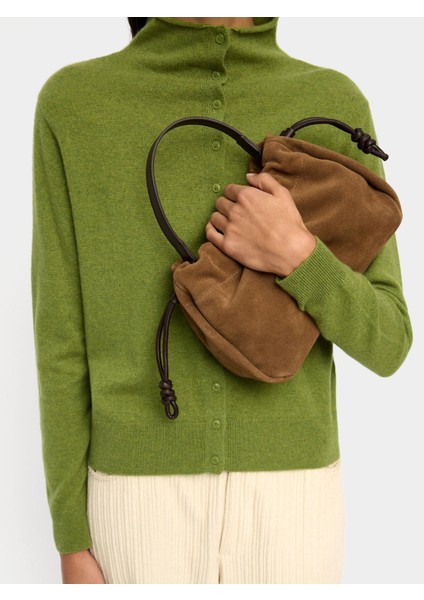 Süet Deri Detaylı El Çantası