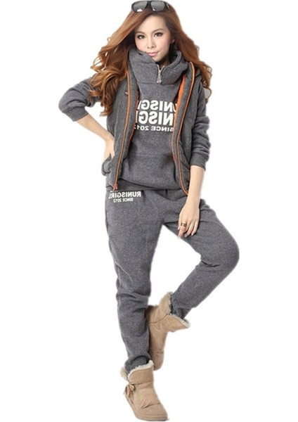 Günlük Kışlık Şık ve Rahat Üçlü Kadın Eşofman Takımı