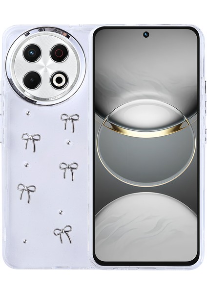 Tecno Spark 30 Pro Kılıf Airbag Tasarımlı Simli Şeffaf Inc Kutup Kapak - Fiyonk