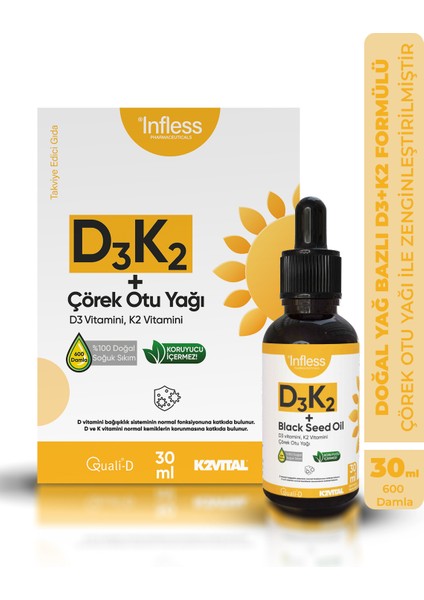 Vitamin D3 K2 + Çörek Otu Yağı 30 ml