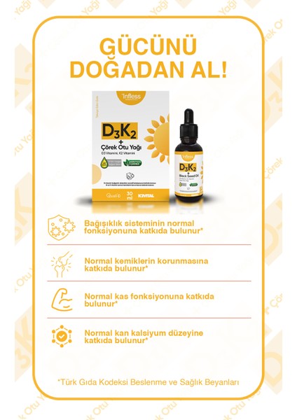 Vitamin D3 K2 + Çörek Otu Yağı 30 ml modelleri