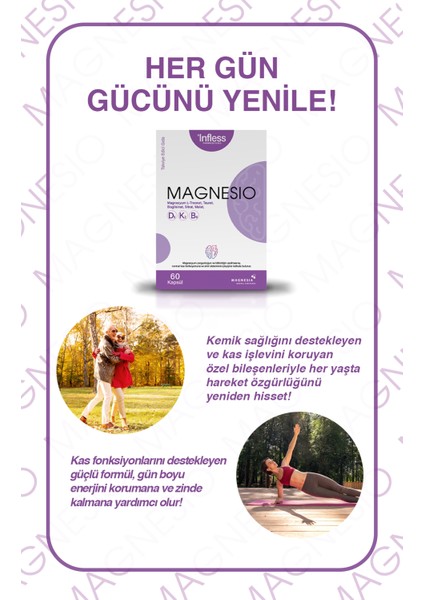 Magnesio, Magnezyum Kompleks B6 ve D3K2 Vitamin (L-Threonat, Taurat, Glisinat, Sitrat,malat) fırsatları
