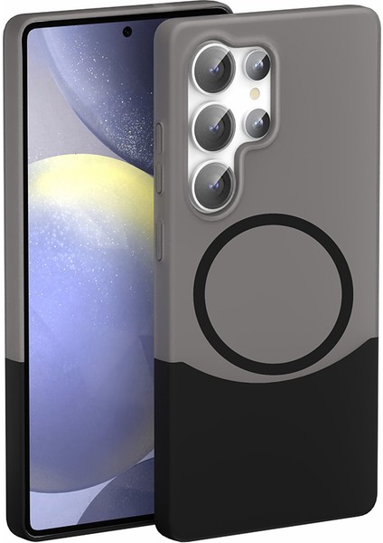 Galaxy S24 Ultra Kılıf M-Safe Şarj Özellikli Mıknatıslı Inc Duble Kapak - Siyah