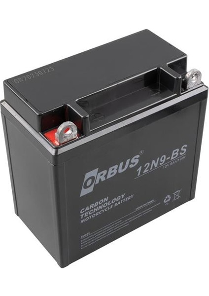 12N9-BS 12 V 9 Ah Asit Içinde Karbon Motosiklet Aküsü