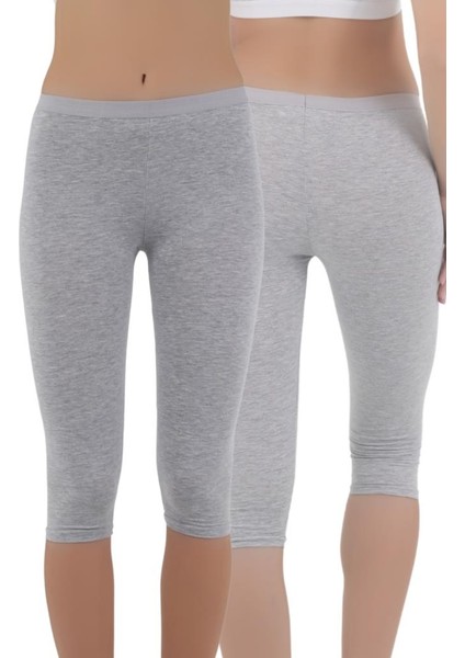 Kadın Kısa Paça Günlük Tayt – Siyah, Beyaz, Gri | S-M, L-Xl