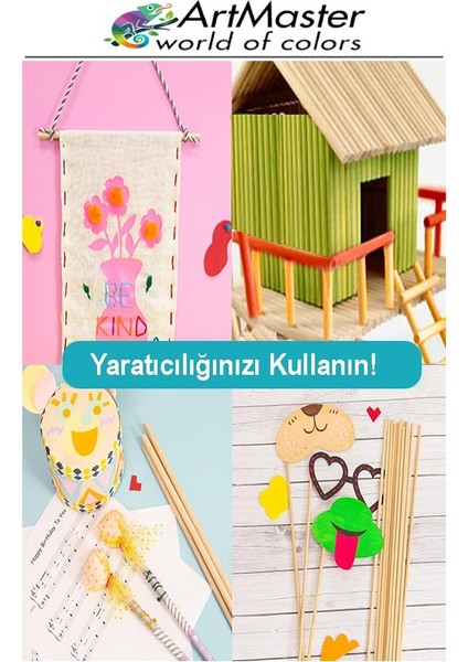 Renkli Ahşap Ince Yuvarlak Çubuk 15 cm 30 Lu 1 Paket Hobi Sınıf Tasarım Etkinlik Okul Öncesi Oyun Çubukları fırsatları