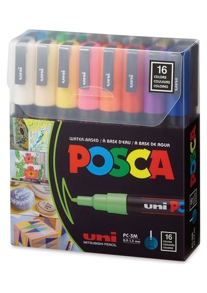 Uni-Ball Posca 0.9-1.3 Su Bazlı Boyama Markörü 16 Lı fiyatları