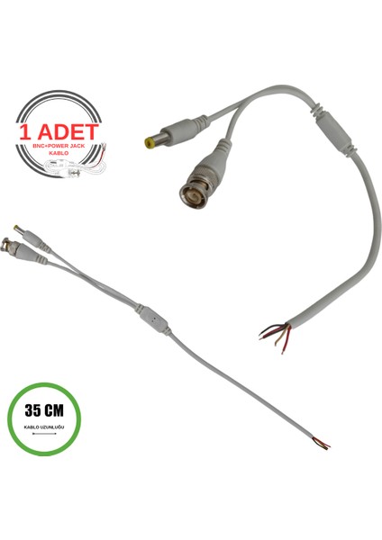 Profesyonel Bnc + Dc Power Jack Pigtail Kablo 35CM – 5 Uçlu Hazır Kamera Bağlantı Seti – Cctv Güvenlik Sistemi Için - 1 Adet