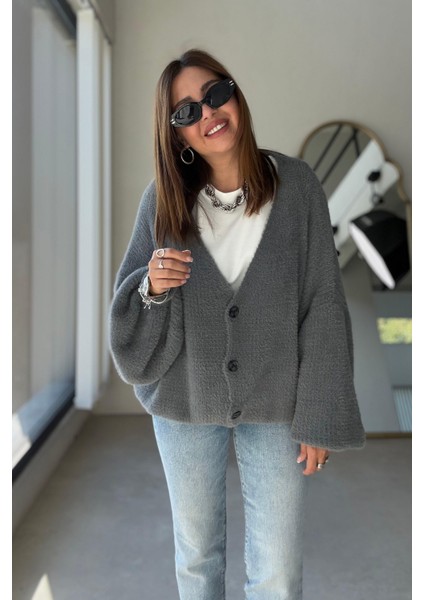 Gri Yumoş Hırka modelleri