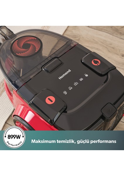 Dustider 1255H Yatay Süpürge Kırmızı Siyah fırsatları