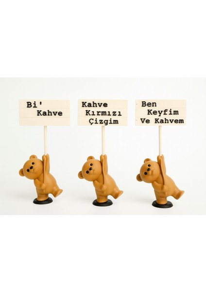 Sevimli Dekoratif Ayıcık Bi Kahve 3'lü Set – Modern Ev Aksesuarı Hediyelik Eşya Masa Üstü Süs modelleri