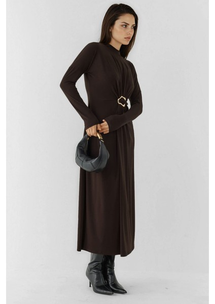 Kadın Aksesuar Detaylı Sandy Streç Sandy Elbise Kestane Kahvesi fırsatları