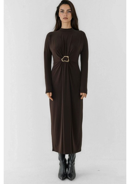 Kadın Aksesuar Detaylı Sandy Streç Sandy Elbise Kestane Kahvesi indirimleri