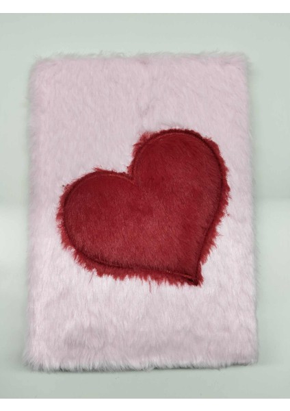 pembe peluş defter - kalpli